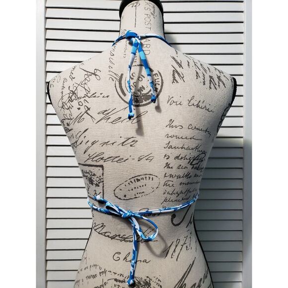 Vaya Island Bikini Top Women's Size Small Blue Floral Print Strappy Adjustable - Picture 3 of 9